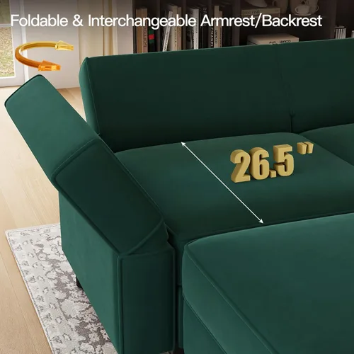 Miniatura 4 de Belffin - Sofá modular seccional con chaises de almacenamiento, sofá cama seccional de 8 asientos, sofá cama verde