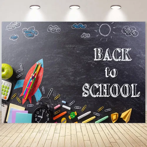 Miniatura 18 de Telón de fondo de pizarra negra para el regreso a clases, fondo de fotografía para el primer día de escuela, accesorios para cabina de fotos