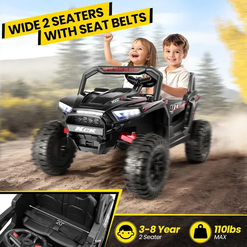 Miniatura 7 de Hikole Juguetes de paseo de 24 voltios para niños grandes de 2 plazas, 4WD UTV para niños, autos para niños y niñas con control remoto para padres