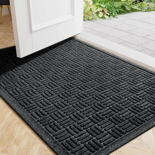 Miniatura 32 de Mibao Tapete para puerta delantera, resistente y duradero, tapete de bienvenida para interiores y exteriores, atrapador de suciedad, impermeable
