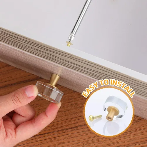Miniatura 7 de Hotop 8 pomos de cristal para armarios de 1-1/5 pulgadas, tiradores de cristal dorados para gabinete, tiradores de cajón de latón a granel