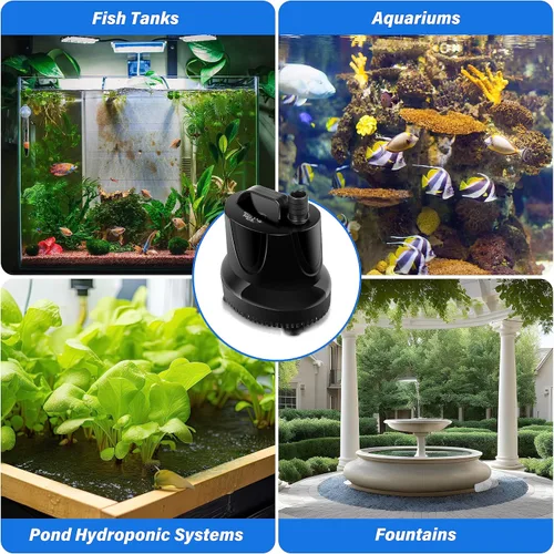 Miniatura 7 de YSSOA Bomba de agua sumergible de 800 GPH (3000 L/H, 60 W) con succión inferior, elevación de 9.8 pies de altura, 3 boquillas, ideal para pecera