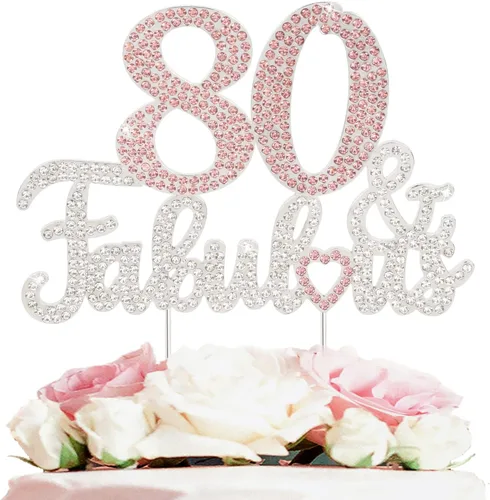 Miniatura 26 de 25 y fabulosa decoración de pastel de diamantes de imitación dorados y rosados – Feliz cumpleaños 25 años saluda a 25 años de edad, decoración