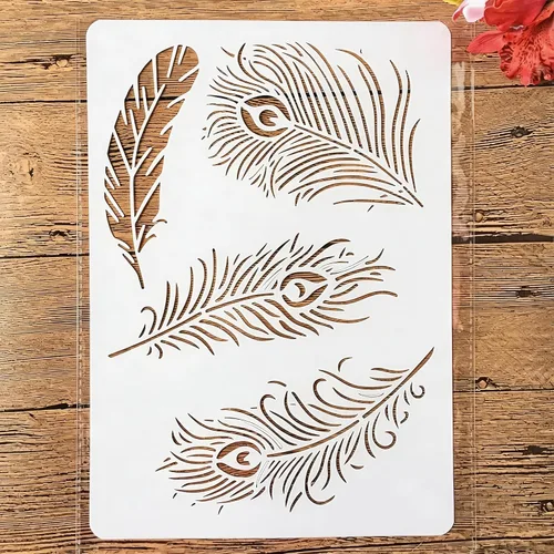 Miniatura 23 de TIAMECH Plantilla de alas reutilizables A4 para pintar, par de plantillas de capas de corazón de ala de ángel, arte de pared, muebles de madera