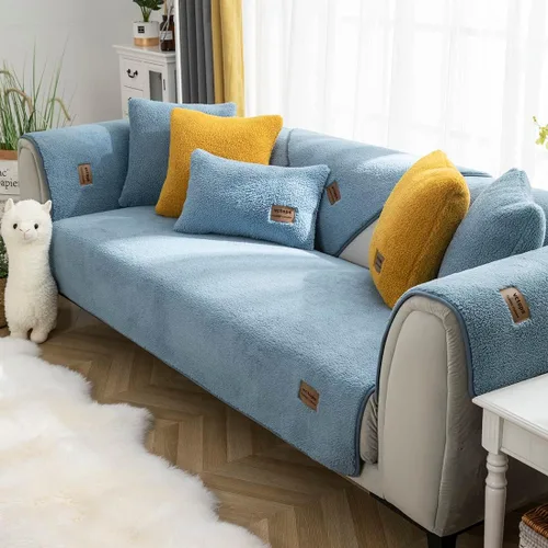 Miniatura 5 de vctops Paquete de 2 fundas de cojín decorativo de forro polar Sherpa de doble cara para sofá, cama y sillón, fundas de cojín de felpa suave y Azul