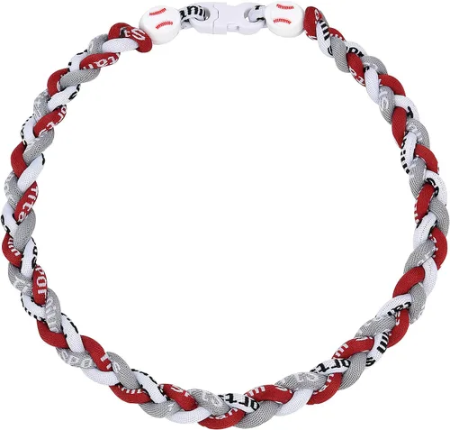 Miniatura 17 de Collar de béisbol de 18 pulgadas, regalos de goteo de béisbol, collares deportivos de tres trenzas, collares de titanio Tornado de cuerda deportiva