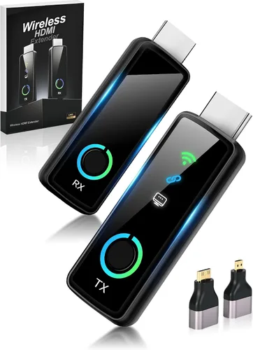 Transmisor y receptor HDMI inalámbrico con pantalla LED de 328 pies/328.1 ft, decodificación 4K 1080P a 60Hz Salida de video Ultra FHD, Plug & Play
