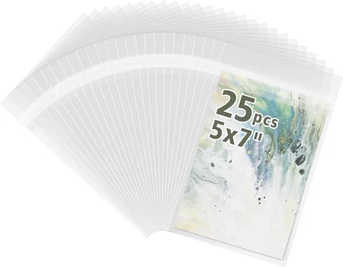 Miniatura 10 de Frametory, paquete de 25 bolsas de plástico transparentes sin ácido de 13 7/16" x 19 1/4", bolsas de cristal autoadhesivas para impresiones de arte