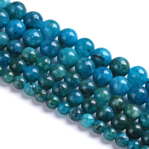Miniatura 105 de 4MM 86 piezas cuentas sueltas de calcedonia azul aguamarina para hacer joyas, pulseras, collares Aguamarina azul