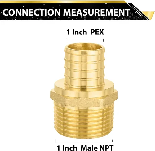 Miniatura 2 de Paquete de 5 accesorios Foskan PEX, adaptador macho NPT de 1 pulgada a 1 pulgada, accesorios de engarce de púas de latón para manguera de agua de RV