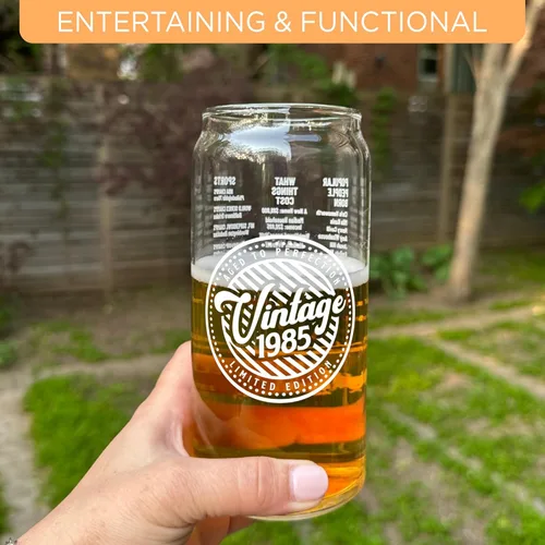 Miniatura 4 de Regalo de cumpleaños número 40 para hombres, regalos de cumpleaños, 20 onzas, vaso de cerveza de 2 lados (1 unidad), vidrio vintage para un niño