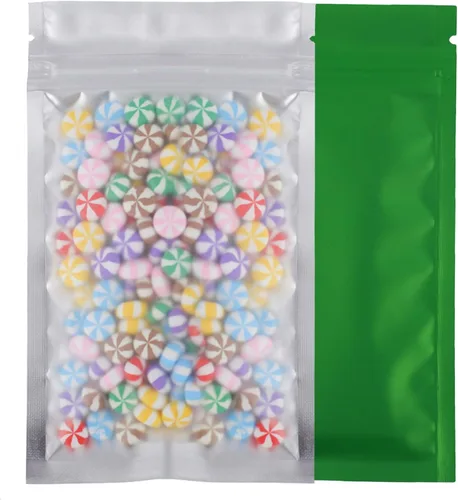 Miniatura 12 de 100 bolsas de sellado con cremallera resellables de papel metálico de color transparente esmerilado para ventana (negro, soporte 2 onzas)