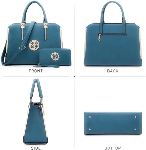 Miniatura 4 de Dasein Bolso de mano grande para mujer, de piel vegana, bolsa de trabajo, bolsa de hombro con cartera a juego