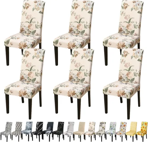 Miniatura 86 de JQinHome Juego de 8 fundas para sillas de comedor, fundas de alta elasticidad extraíbles y lavables, fundas protectoras de asiento para silla