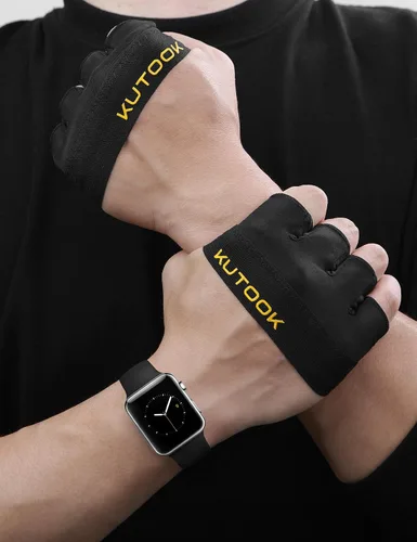 Miniatura 7 de KUTOOK Guantes de entrenamiento para levantamiento de pesas para hombres/mujeres, guantes de gimnasio con relleno XRD de 0.118 in, guantes parciales