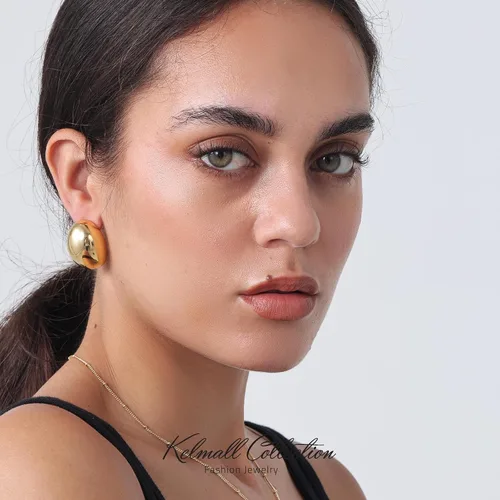 Miniatura 2 de KELMALL Chunky Gold Hoop Statement Earrings for Women, Thick 18K Gold Plated Open Hoop Lightweight 925 Sterling Silver Post