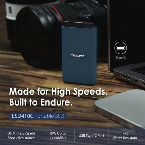 Miniatura 4 de Transcend 500GB ESD380C, External Solild State Drive, Portable SSD, Rugged Shield, Gen 2x2 USB Type-C, Up to 2000 MB/s - TS500GESD380C