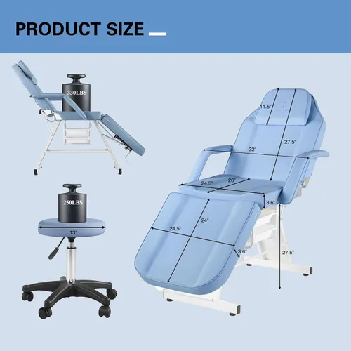 Miniatura 3 de Silla Facial Mesa de Masaje 73 pulgadas 3 Secciones Cama de Masaje Multiusos Mesa de Tatuaje Profesional Equipo de Salón Spa para Spa Facial Spa
