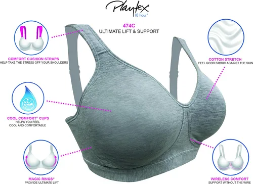 Miniatura 3 de Playtex Women's 18 Hour Ultimate Lift and Support Wire Free Bra US474C
