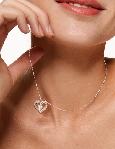 Miniatura 21 de MomentWish Collar de corazón para mujer, moissanita, diamante de imitación, plata de ley 925