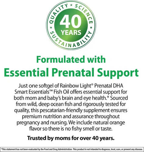 Miniatura 5 de Vitaminas prenatales Rainbow Light con DHA para mujeres 180 cápsulas blandas Ultra Omega 3 de aceite de pescado (EPA y DHA) Apoya la salud