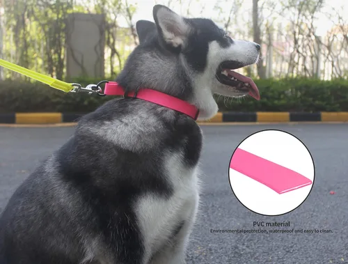 Miniatura 6 de Collares de perro impermeables, fácil de limpiar, collares ajustables para perros pequeños, medianos y grandes (rosa, L)