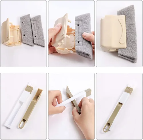 Miniatura 7 de AERKA 12 piezas de cepillo de limpieza de ranura de ventana herramienta de limpieza de rieles de puerta para el hogar, 3 cepillos de limpieza