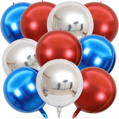 Miniatura 18 de KALOR Globos de papel de aluminio de 22 pulgadas de feliz año nuevo, 10 piezas, globos grandes 4D gigantes redondos de papel de aluminio metálico