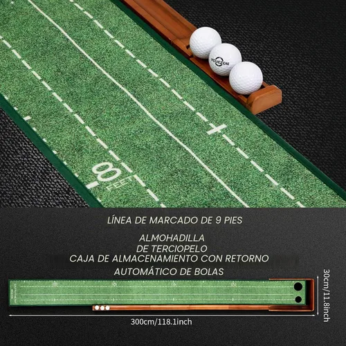 Miniatura 5 de YOUCZON Putting Green en interiores, tapete de golf con retorno automático de bola, superficie de terciopelo de cristal de alta calidad, tapete