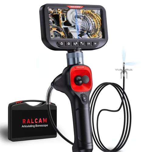 Miniatura 9 de Ralcam Boroscopio articulado de doble lente de 360°, cámara endoscopio HD de 4 vías de 5 pulgadas con zoom ligero 4X, cámara de inspección