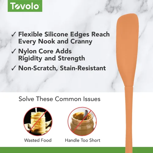 Miniatura 3 de Tovolo Espátula de Silicona para Frascos con Mango Largo, Herramienta de Goma para Raspar y Recoger de Frascos de Mantequilla de Maní, Mermelada