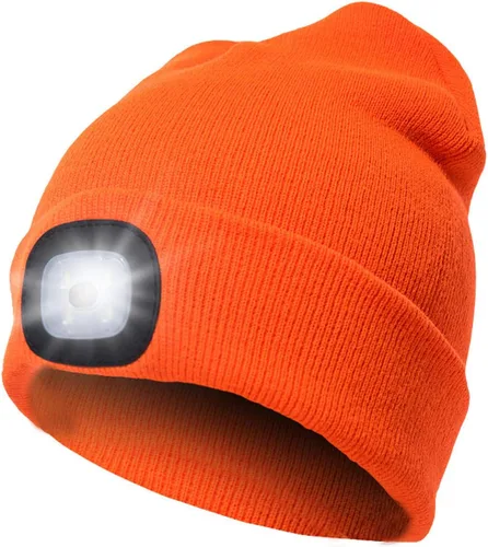 Miniatura 13 de CENSGO Gorro unisex con luz LED recargable por USB, regalos para papá, padre, hombres, marido, cálido gorro de punto
