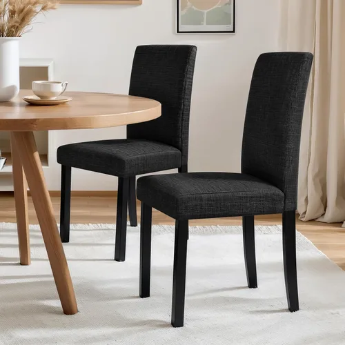 CHUN YI Juego de 2 sillas de comedor tapizadas, sillas de comedor de tela con patas de madera maciza, sillas Parson modernas para cocina,