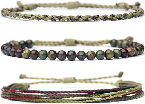 Miniatura 40 de Pulsera curativa hecha a mano con cuentas de piedra natural, regalo para hombres, pulsera de cuerda ajustable
