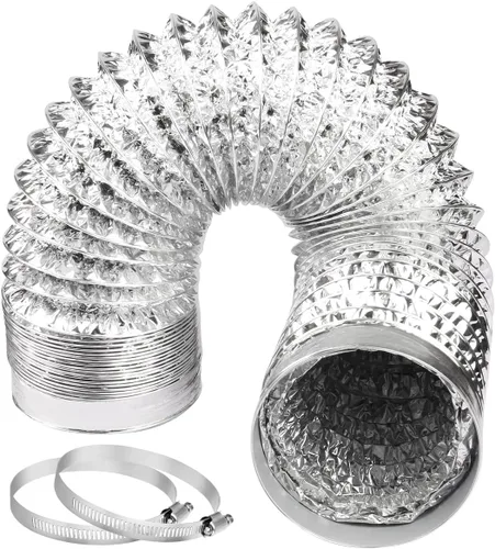 Miniatura 8 de Omont Manguera de ventilación para secadora de 4 pulgadas, 10 pies, tubo de conducto de aire flexible con aislamiento de aluminio, kit de manguera