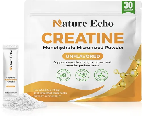 Miniatura 8 de Monohidrato de creatina en polvo micronizado - 10 paquetes de viaje de una sola porción 0.18 oz - Creatina limpia y sin sabor para hombres y mujeres