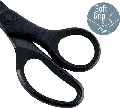Miniatura 4 de Leitz Tijeras de titanio, para diestros o zurdos (ambidiestros), antiadherentes, papelería de oficina, mango ergonómico, negro, 7.087 in