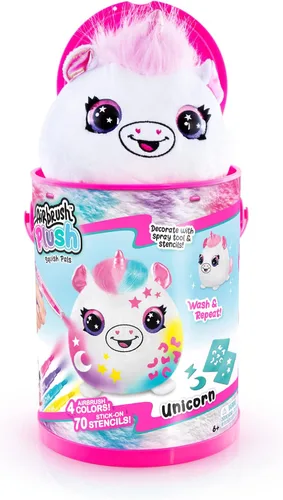Miniatura 7 de Canal Toys Personaliza el unicornio de peluche esponjoso mediano con aerógrafo. Decora, lava, repite. Personaliza tu propia felpa de arte en aerosol