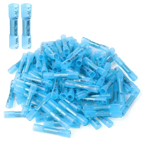 Miniatura 14 de 200 conectores de cable termorretráctiles de 16-14 AWG, conectores de cable eléctrico aislados, impermeables, terminales de crimpado de alambre