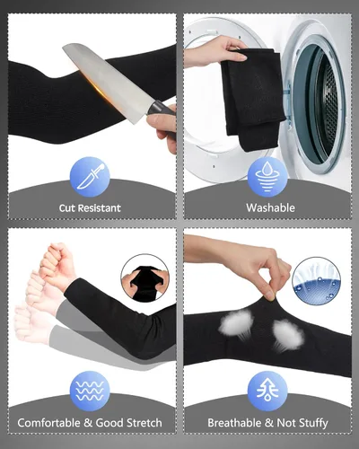 Miniatura 7 de Geyoga 2 pares de mangas protectoras para brazos, resistentes a cortes, ANSI A6, protectores de brazo para piel fina y moretones, para trabajo
