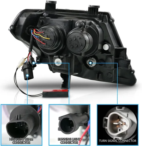 Miniatura 5 de AmeriLite para camioneta pickup Nissan Frontier 2009-2020 Juego de faros delanteros de proyector negro con tubo LED DRL y señal secuencial