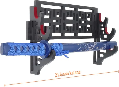 Miniatura 3 de Soporte de pared de terciopelo para espada, soporte de exhibición con tiras de fieltro para katana, wakizashi, Genji y espadas samurái