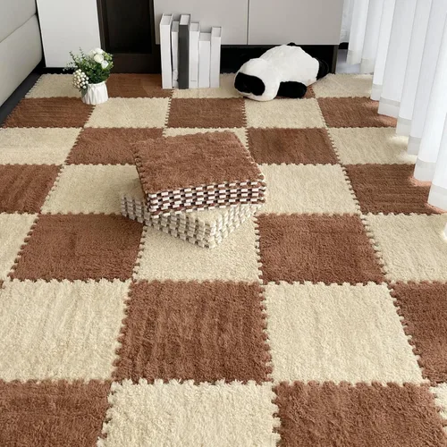 Miniatura 20 de Tapete de rompecabezas de 12 piezas, azulejos de felpa entrelazados, azulejos antideslizantes de espuma EVA, construyen una zona segura