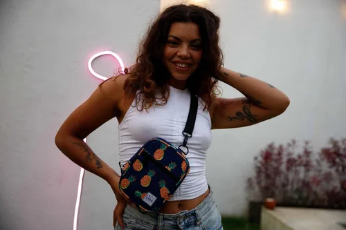 Miniatura 6 de Bolso bandolera para mujeres y hombres, 5 en 1, multiuso de poliéster reciclado, mochila cruzada, Pineapples, Bolso bandolera