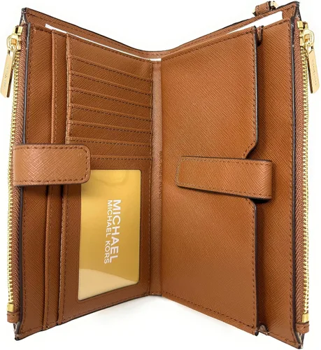 Miniatura 4 de Michael Kors Cartera de viaje con cremallera doble para mujer, de piel saffiano, Equipaje (marrón)