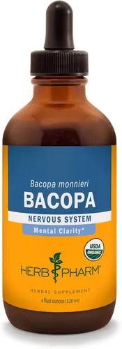 Herb Pharm Extracto líquido de bacopa orgánico certificado para apoyo cerebral - 4 onzas