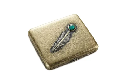 Miniatura 3 de Goshentech Caja de metal vintage, cobre chapado en metal, capacidad 18-20, adorno esmeralda de imitación de superficie, embalaje de caja de regalo