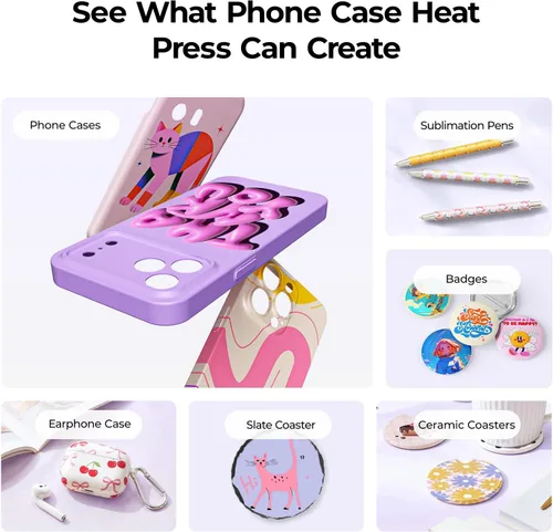 Miniatura 3 de Máquina de prensa de calor para fundas de móvil HTVRONT Compatible con iPhone y Android - Prensa de calor para fundas de móvil H17 con calor