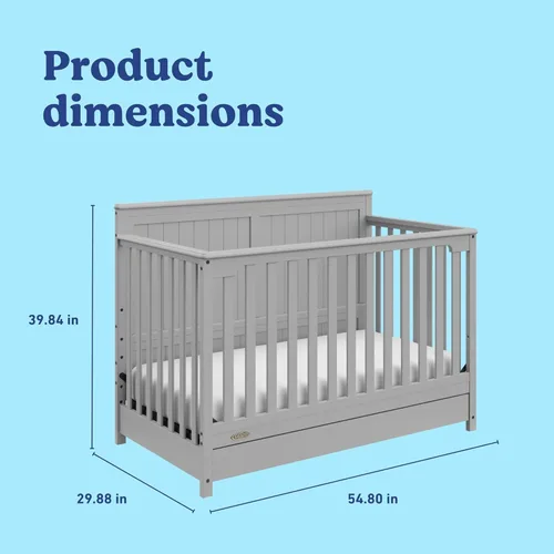 Miniatura 8 de Graco Hadley Cuna convertible 5 en 1 con cajón (Gris Guijarro) – Certificado GREENGUARD Gold, Combo de cuna con cajón, Cajón de almacenamiento