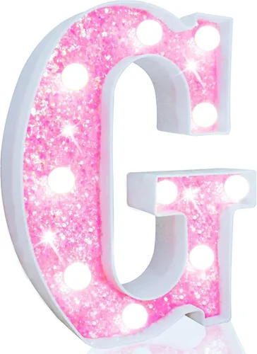 Miniatura 11 de Pooqla Luces de números de marquesina, números de luz rosa para niñas de 10.º cumpleaños, funciona con pilas, luz nocturna de número con purpurina